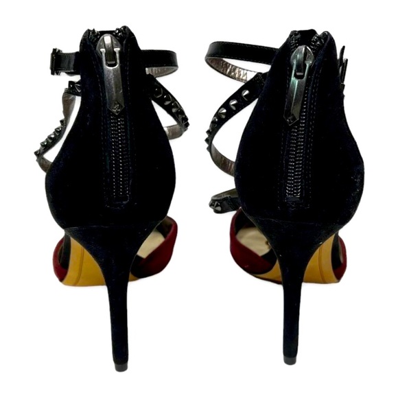 Sam Edelman Darla suede two tone burgundy and black studded pointed heels, 7.5 - Picture 7 of 12